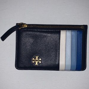 Tory Burch Kira Slim Color-Block Blue Card Case